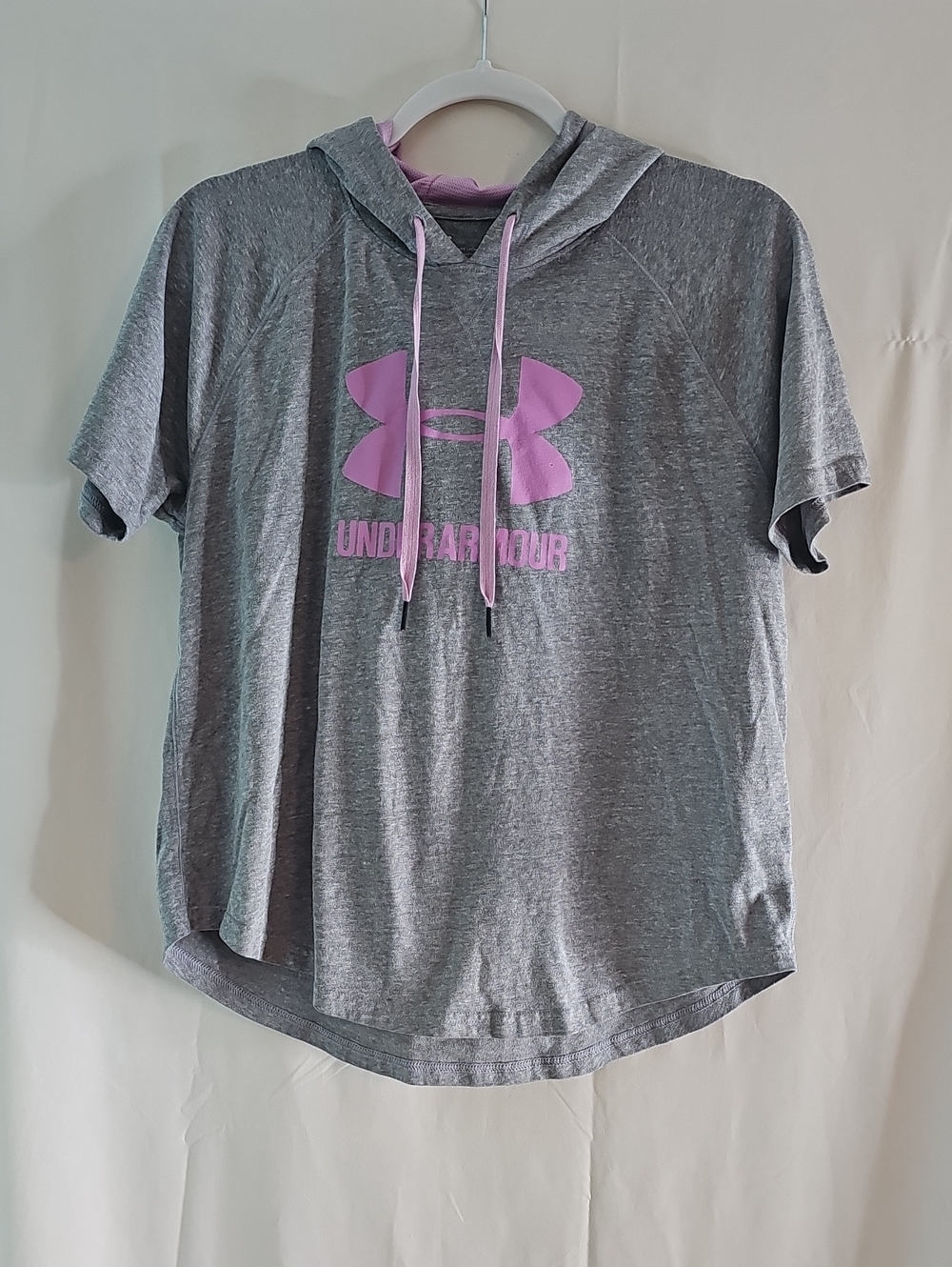 Under Armour Gray Hoodie Tee with Pink Logo